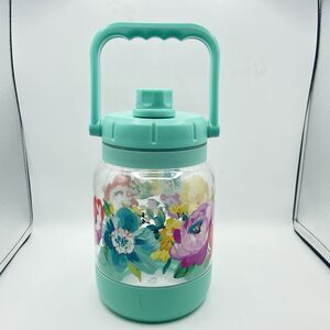 Pioneer Woman SWEET ROMANCE Tritan 96 oz WATER JUG Clear FLORAL Mint GREEN